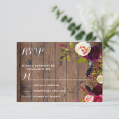 Rustic Boho RSVP donker hout (Staand voorkant)