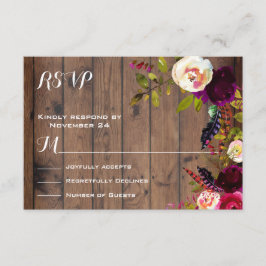 Rustic Boho RSVP donker hout Kaartje