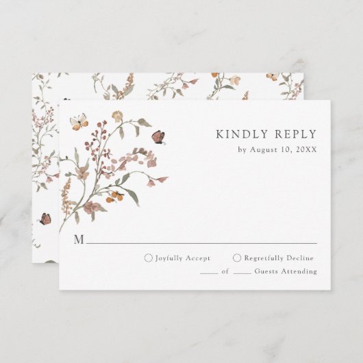 Rustic Boho RSVP Kaartje (Voorkant / Achterkant)