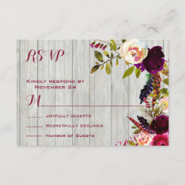 Rustic Boho RSVP verweerd hout Kaartje