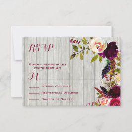 Rustic Boho RSVP verweerd hout Kaartje