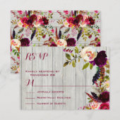 Rustic Boho RSVP verweerd hout Kaartje (Voorkant / Achterkant)