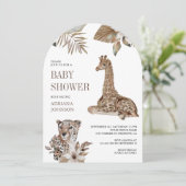 Rustic Boho Safari Leopard and Giraffe Baby Shower Kaart (Staand voorkant)