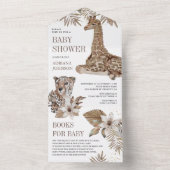 Rustic Boho Safari Leopard en Giraffe Baby shower All In One Uitnodiging (Binnen)