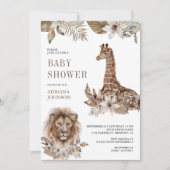Rustic Boho Safari Lion and Giraffe Baby Shower Kaart (Voorkant)