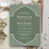 Rustic Boho Sage Green Ethnic Indian Arch Wedding Kaart