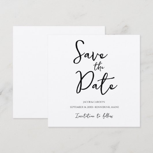 Rustic Boho Save the Date Handwrited Font Square Kaart (Voorkant / Achterkant)