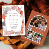 Rustic Boho Seashells Nautical QR Code Weddenschap Kaart