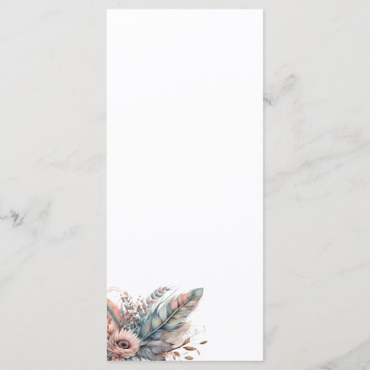 Rustic Boho Silver & Pink Floral Wedding Menu (Achterkant)