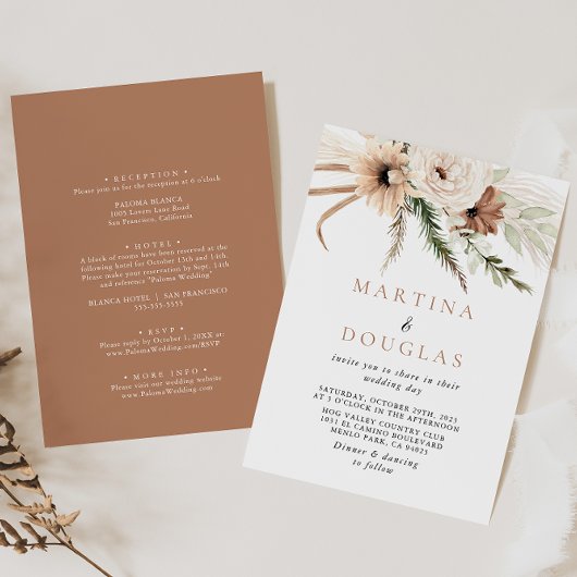 Rustic Boho Simple Back & Front Formal Wedding Kaart