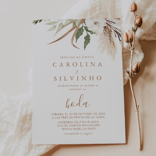 Rustic Boho Simple Floral Boda Wedding Kaart