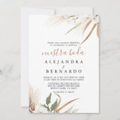 Rustic Boho Simple Floral Nuestra Boda Wedding Kaart (Voorkant)