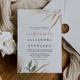 Rustic Boho Simple Floral Nuestra Boda Wedding Kaart