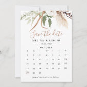 Rustic Boho Simple Floral Save the Date Calendar (Voorkant)
