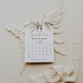 Rustic Boho Simple Floral Save the Date Calendar