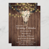 Rustic Boho Skull en Lichten op het Houthuwelijk Kaart (Voorkant / Achterkant)