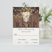Rustic Boho Skull en Lichten op het Houthuwelijk RSVP Kaartje (Staand voorkant)