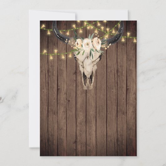 Rustic Boho Skull en Lichten op het Houthuwelijk Save The Date (Achterkant)