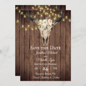 Rustic Boho Skull en Lichten op het Houthuwelijk Save The Date (Voorkant / Achterkant)
