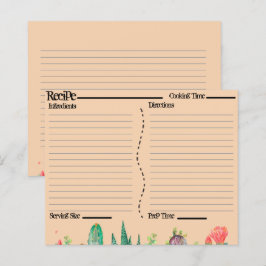 Rustic Boho Southwest Catcus Recipe Kaarten