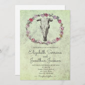 Rustic Boho Southwest Koe Skull & Rozen Floral Kaart (Voorkant / Achterkant)