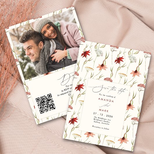 Rustic Boho Spring Wildflowers Bewaar de datum Kaart