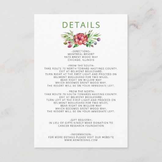 Rustic Boho Succulent Cactus Greenery Wedding Informatiekaartje (Voorkant)