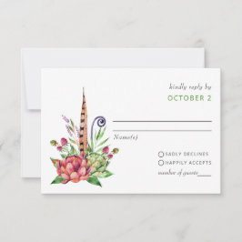 Rustic Boho Succulent Cactus Greenery Wedding RSVP Kaartje