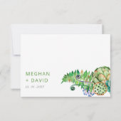 Rustic Boho Succulent Cactus Greenery Wedding RSVP Kaartje (Achterkant)