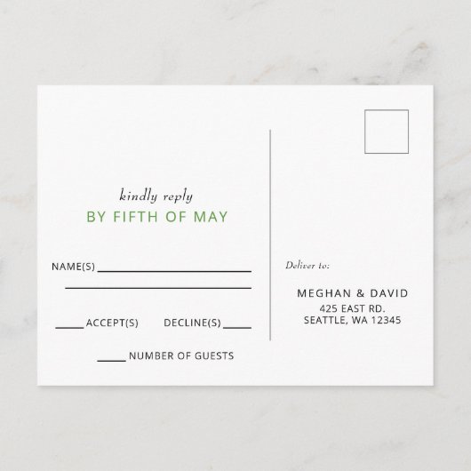 Rustic Boho Succulent Cactus Greenery Wedding RSVP Uitnodiging Briefkaart (Achterkant)