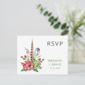 Rustic Boho Succulent Cactus Greenery Wedding RSVP Uitnodiging Briefkaart (Staand voorkant)