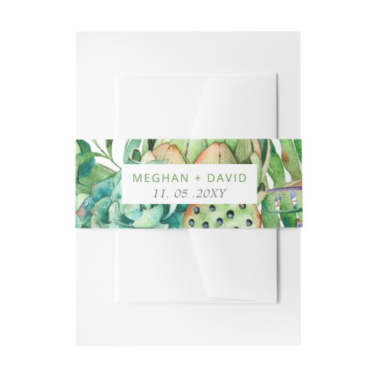 Rustic Boho Succulent Cactus Greenery Wedding Uitnodigingen Wikkel (Voorkant Voorbeeld)