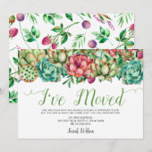 Rustic Boho Succulent Cactus Ik heb verhuisd Aankondiging (Voorkant / Achterkant)