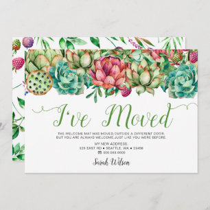 Rustic Boho Succulent Cactus Ik heb verhuisd Aankondiging