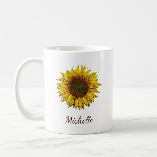 Rustic Boho Sunflower Botanical Personalized Koffiemok (Links)