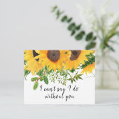 Rustic Boho Sunflower Bridesmaid proposal Kaart (Staand voorkant)