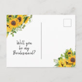 Rustic Boho Sunflower Bridesmaid proposal Kaart (Achterkant)