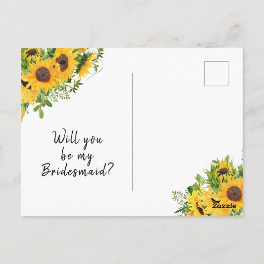 Rustic Boho Sunflower Bridesmaid proposal Kaart (Achterkant)