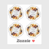 Rustic Boho Sunflower Burgundy Floral Fall Wedding Sticker (Vel)