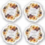 Rustic Boho Sunflower Burgundy Floral Fall Wedding Sticker<br><div class="desc">Rustic Boho Sunflower Burgundy Floral Fall Wedding Sticker</div>