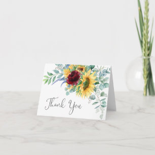 Rustic Boho Sunflower en Eucalyptus Hartelijk dank Bedankkaart