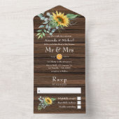 Rustic Boho Sunflower Eucalyptus Garden Wedding All In One Uitnodiging (Binnen)