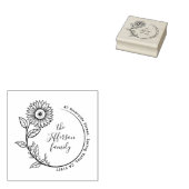 Rustic Boho Sunflower Familie Retouradres Rubberstempel (Gestempeld)