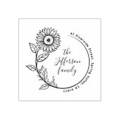 Rustic Boho Sunflower Familie Retouradres Rubberstempel (Afrduk)