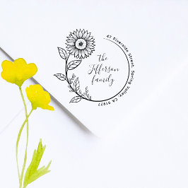 Rustic Boho Sunflower Familie Retouradres Rubberstempel