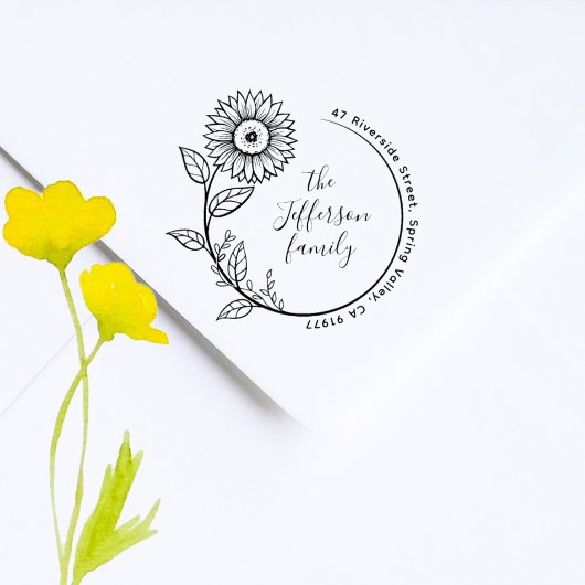 Rustic Boho Sunflower Familie Retouradres Rubberstempel