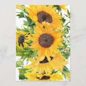 Rustic Boho Sunflower Floral Bouquet Wedding Menu (Achterkant)