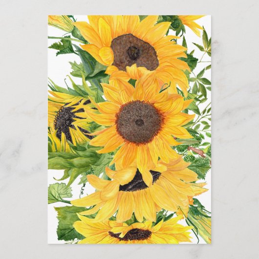 Rustic Boho Sunflower Floral Bouquet Wedding Menu (Achterkant)