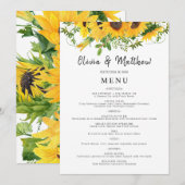 Rustic Boho Sunflower Floral Bouquet Wedding Menu (Voorkant / Achterkant)
