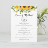 Rustic Boho Sunflower Floral Bouquet Wedding Menu (Staand voorkant)